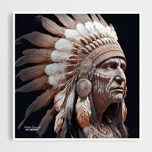 Shaman Indian Mystic Chief Wall‎ Art Watercolor Oil Painting Print